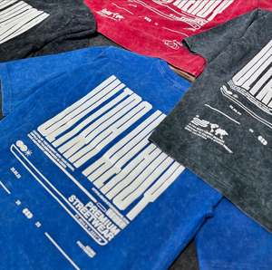 Venta al por mayor de encargo de alta calidad de los hombres lavados camiseta de gran tamaño gráfico impreso de algodón Vintage ácido lavado camiseta para hombres - Product Image 3