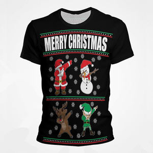 T-shirt de Noël Ringer personnalisé pour hommes 100% coton tissu tricoté impression numérique élégant en gros mode pour hommes - Product Image 6