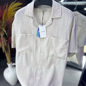 Chemise en lin rayée pour hommes, décontractée, à manches longues, boutonnée, vêtements de plage d'été, légère et respirante - Product Image 1