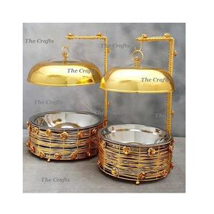 จาน chaffing เหล็กทองเหลืองสีเงินและสีทองงานฝีมือที่มีคุณภาพมาตรฐานสูงปรับแต่งขนาดได้ในราคาที่แข่งขันได้ - Product Image 2