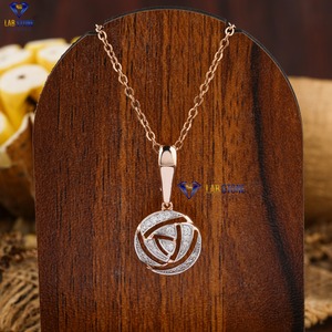 Colgante de diamante de corte brillante redondo TDW 0,12 con cadena de oro rosa certificado/no certificado Diamante Cvd Joyería de diamantes - Product Image 1