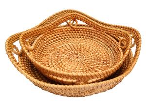 Venta al por mayor fabricantes de bandejas redondas de mimbre bandejas de comida de frutas con asas restaurante y suministros para hoteles conjunto de Bandejas para servir - Product Image 2