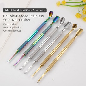 Empujador de Cutículas de Acero Inoxidable de Doble Punta, Lima Circular con Borde Biselado, Herramienta Suave para Remover Piel Muerta, Cuidado de Manicura y Cutículas - Product Image 5