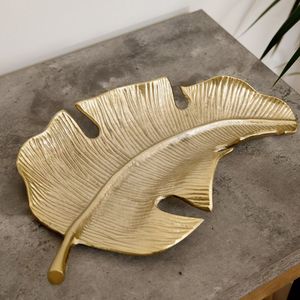 Silver Color Leaf Shape Design Decorative Bowl Aluminum Material Home Use Luxury Modern Unique Bowl - Product Image 4