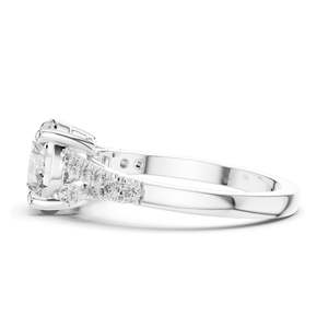 2.27 CT Round Brilliant Lab Diamond <b>Ring</b> for Women Leaf Accent Pav Band VVSVS EF CVD 18KT, 14KT, 10KT Gold & 925 <b>Silver</b> - Product Image 6