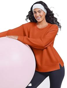 Sweat-shirt à col rond pour femme, manches longues, léger, pull-over, yoga, décontracté - Product Image 1