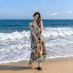 Abito lungo estivo da donna personalizzato OEM&ODM, scollo a V, slim fit, casual, senza maniche, floreale, in pizzo, ampio, per vacanze - Product Image 4