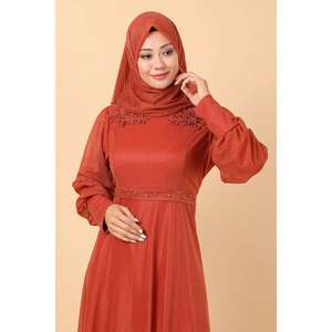 Robe de soirée trapèze pour femme avec détails en dentelle, col rond, courte, pour fête formelle, longueur ras du sol, taille naturelle, XS, strass et perles - Product Image 2