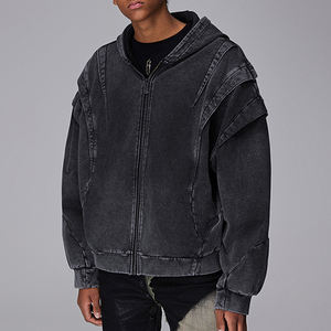 Automne à capuche Denim veste hommes Hip Hop jean manteau rétro jean veste rue décontracté Bomber vestes hommes femmes vêtements d'extérieur à capuche - Product Image 3
