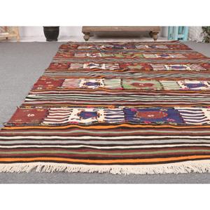 Turkish Large Rug, 4.9x9.3 ft Vintage Rug, <b>Brown</b> Persian <b>Wool</b> Rug - Product Image 5