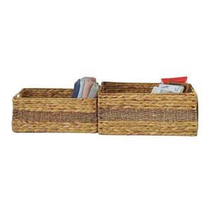 Ensemble de paniers de garde-manger en jacinthe d'eau: organisateurs rectangulaires tissés naturels pour la cuisine, le placard et le rangement des jouets à fruits - Product Image 1