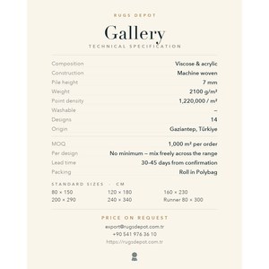 พรมวิสโคสและอะคริลิกขายส่ง รุ่น GALLERY 1303 สีเบจ ผลิตด้วยเครื่องจักรจากตุรกี สำหรับห้องนั่งเล่น โครงการโรงแรม - Product Image 4