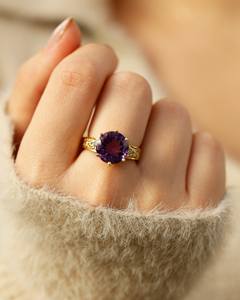 Anillo Solitario Delicado de Amatista Natural con Certificado IGI, Piedra de Nacimiento de Febrero, Plata de Ley 925, Excelente Regalo de Cumpleaños para Fiesta - Product Image 6