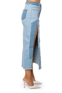 <span class=keywords><strong>ANGEL</strong></span> PATCHWORK DENIM MAXI gonna gonna a matita Jeans stordita Patchwork lunga gonna leggera in Denim - Product Image 2