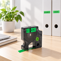 Ruban d'étiquetage D1 45019, 12 mm x 7 m, noir sur vert, plastique compatible avec Dymo D1 LabelManager, non original.