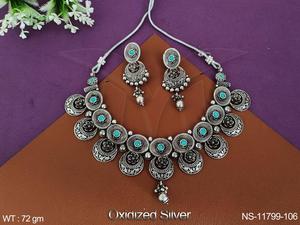 Gargantilla estilo elegante diseño oxidado plateado Desinger fiesta desgaste hermoso conjunto de collar de joyería oxidada - Product Image 6