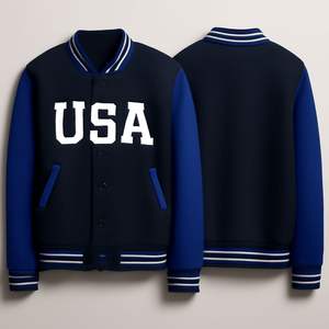 Customised Fashion <b>Crop</b> <b>Top</b> Baseball Coat Loose Casual Letterman Jacket <b>Mens</b> Embroidered Patch Polyester Cropped Varsity Jacket - Product Image 3