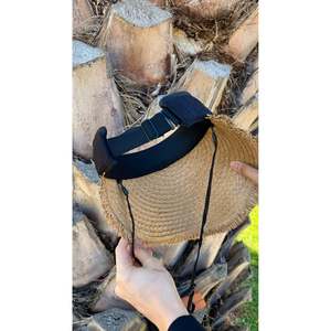 Black Fringe Detail Soft <b>Visor</b> <b>Straw</b> Hat HSR2110 - black2110 - Product Image 6