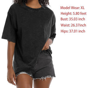 Venta al por mayor ácido lavado camiseta de gran tamaño para las mujeres Casual algodón clásico ácido lavado camisetas de gran tamaño para las mujeres - Product Image 5
