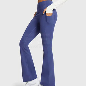 Spandex/Nylon High Waist Elastic Waist Breathable Eco-Friendly <b>Yoga</b> <b>Flare</b> <b>Leggings</b> - Product Image 4