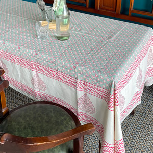 Toile de coton indien à motif Floral, nappe de Table imprimée à la main, 6 et 8 places, décoration florale - Product Image 1
