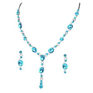 Conjunto de collar chapado en rodio de piedra austriaca azul Urthn 1102835 joyería de moda para mujer - Product Image 1