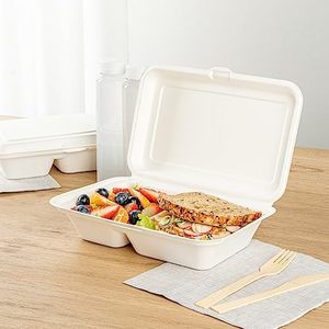 Canne à sucre 2 compartiments durable de qualité à l'exportation Fast Food Snack Take Box Lid 2025 Plate Dish Disposable Feature in India - Product Image 3