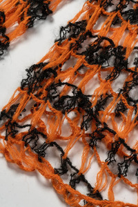 Pull en tricot ajouré sexy personnalisé pour femmes, orange et noir, fait à la main, manches longues, gilet sans manches, col roulé décontracté, logo sur le devant - Product Image 4