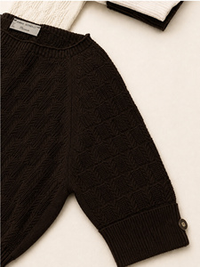 Haut en tricot à manches courtes pour femmes, 50% coton, 50% acrylique, col rond, pull OEM ODM - Product Image 3