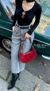 Bolso de Hombro Mediano en Forma de Media Luna, de Cuero Genuino Curtido Vegetalmente, Hecho a Mano en Italia - Product Image 6