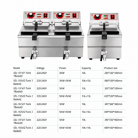 Friteuse électrique professionnelle double cuve 13L+13L en acier inoxydable de comptoir avec 2 paniers et contrôle de température pour restaurant 5000W