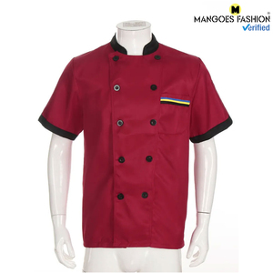 <b>Short</b> <b>Sleeve</b> Chef <b>Jacket</b> Premium Chef Coat Restaurant Kitchen Cooking Button-Up Uniform Soft Moisture-Wicking Fabric Breathable - Product Image 4