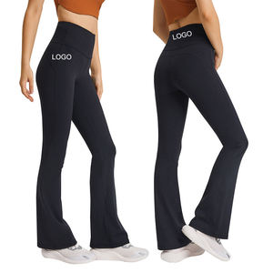 Women High Quality <b>Flare</b> Yoga Boot Cut <b>Leggings</b> Breathable Thick Knee-Length with High Waist Pocket - Product Image 2