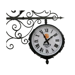 Horloge en fer double face pour l'extérieur Mouvement à quartz Synchronisation GPS pour Street Parks Golf Courses Utilisation radio Type d'affichage à aiguille - Product Image 1