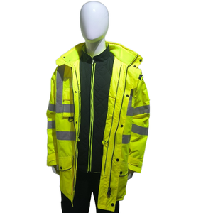 Veste de sécurité de course en plein air manteau ANSI classe 3 imperméable coupe-vent jaune Fluorescent réfléchissant détachable 300D vêtements - Product Image 5