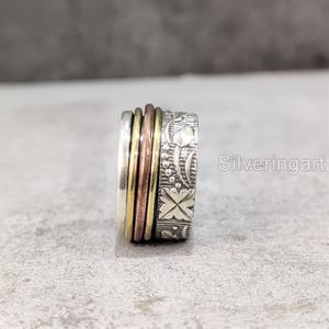 Spinner Band Filigrane Bague En Argent Sterling 925 Anneau De Pouce Pour Femme Fidget Bijoux Faits À La Main Noël Anxiété Hommes Spinner Anneau - Product Image 2