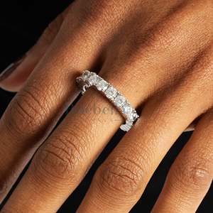 Delicate and Versatile 925 Sterling Silver Simple Tennis Ring Full Diamond <b>Moissanite</b> White Gold Plated Women Ring Gift <b>Jewelry</b> - Product Image 1