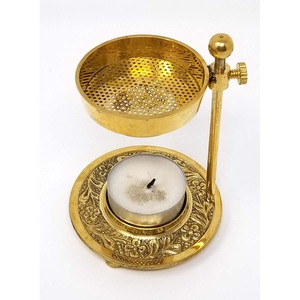 Brûleur d'encens en laiton à bol réglable dernier produit très vendu Brûleurs d'encens religieux à vis en laiton fini or - Product Image 3