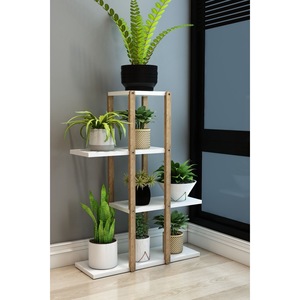 Tulip White 4-Tier Wooden Plant Stand and <b>Decorative</b> <b>Shelf</b> - Product Image 1
