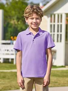 T-shirt de sport rétro à demi-manches respirant violet personnalisé pour polo 100% coton pour enfants garçons solide pour les sports rétro en plein air - Product Image 3