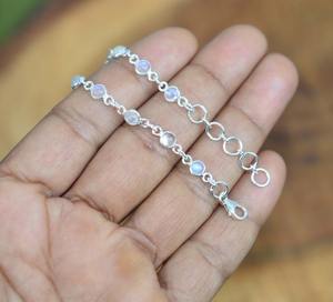 Estilo bohemio, pulsera de piedras preciosas de piedra lunar de Plata de Ley 925, joyería hecha a mano, pulsera de plata, joyería para mujer, regalo de boda para ella - Product Image 4