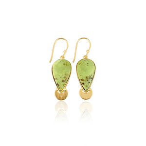 Boucles d'oreilles plaquées or jaune à la vente chaude, boucles d'oreilles en opale verte, boucles d'oreilles tendance bohème, boucles d'oreilles statement, fabricant en gros - Product Image 1
