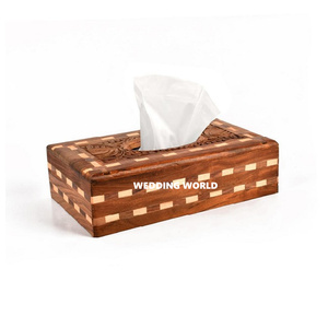 Boîte à mouchoirs en bois de luxe classique élégant fait à la main forme Rectangle Top vente mariage décoratif nouvelle boîte à mouchoirs en bois en gros - Product Image 4