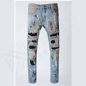 Top Custom <b>Men</b> New Fashion <b>Jeans</b> Pants <b>High</b> <b>Waist</b> Ripped Style Breathable Plus Size Denim Pant Wholesale Customized Color - Product Image 1