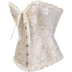 New Arrival Women's Comfortable Satin Overbust Corset Bra Deep Cup Solid Pattern Weaving Full Back Coverage Shaping <b>Shapewear</b> - Product Image 4