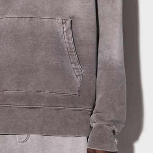 Sudadera con capucha de lavado ácido con gráfico personalizado de 500 Gsm de alta calidad para hombre, chándal recortado con estampado de hojaldre y bordado desgastado, conjuntos de sudadera 3D - Product Image 5