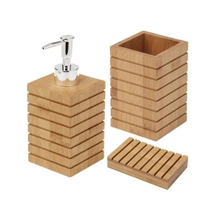 Accessoires de salle de bain Ensemble de salle de bain en bois Distributeur de savon Dentifrice et porte-savon Ensemble de salle de bain en bois à bas prix - Product Image 3