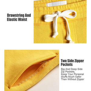 Wholesale Men's Fleece Short Yellow Color Cotton Polyester Made Jogging Running Outdoor Shorts for Adults - Product Image 6