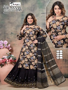 Nuevo último rayón puro 14Kg Foil Printed Top & Long Lehenga con trabajo elegante y trabajo elegante de seda de algodón Patton Dupatta por exportación - Product Image 6