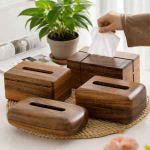 Boîte à mouchoirs en noyer durable de luxe |   Porte-papier en bois moderne pour salle de bain salon |   Boîte de rangement de bureau Décoration d'intérieur - Product Image 2